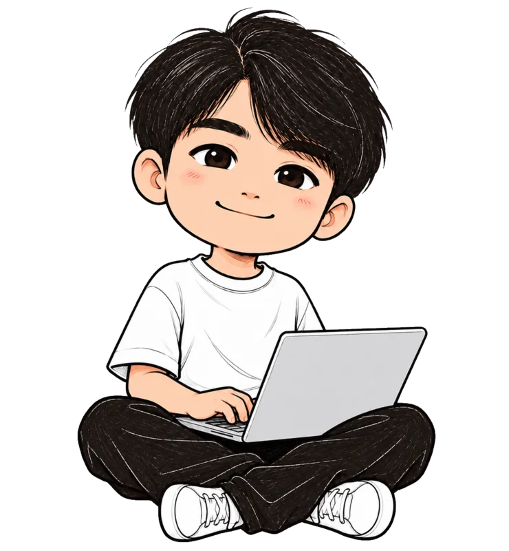 Q 版的创办人在笔电前工作